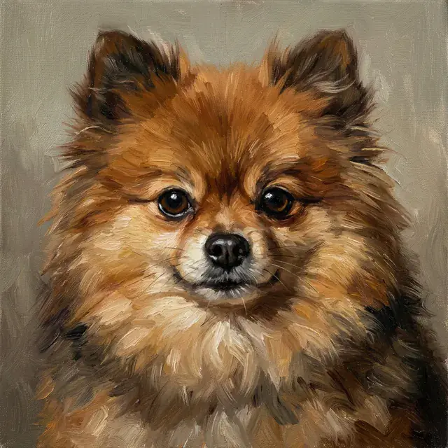 Pomeranian, Oil Painting